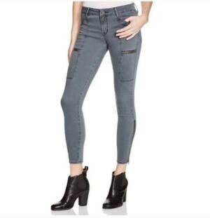 Pistola Topanga Zipper Moto Cargo Skinny Stretch Grey Jeans Size 30